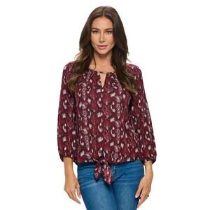 WEST K Womens Veronica Tie Front Blouse - Burgundy NWT Size Small